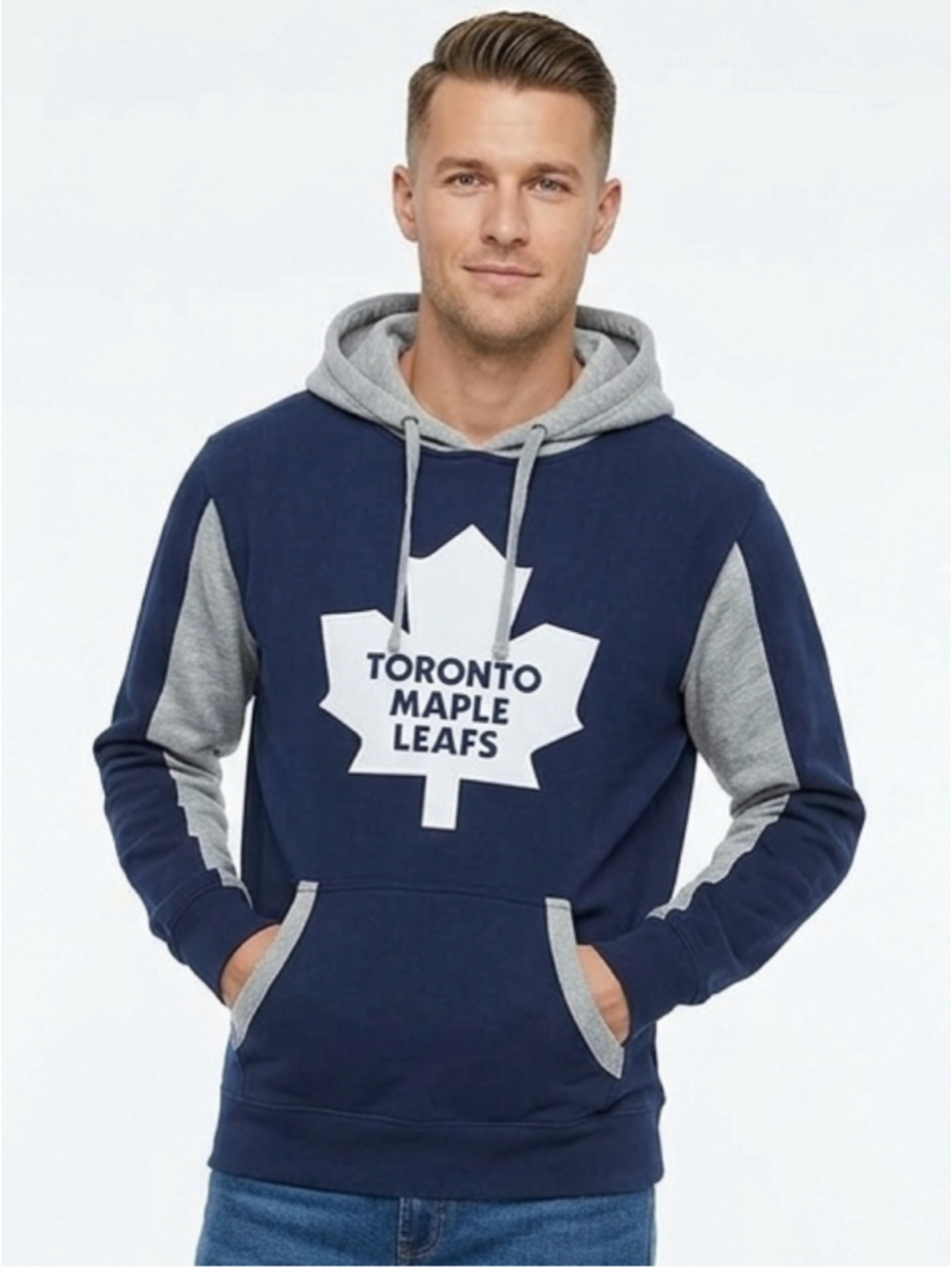 NHL Toronto Maple Leafs Vintage Style Colorblock Hoodie Retro Blockcore Y2K 962